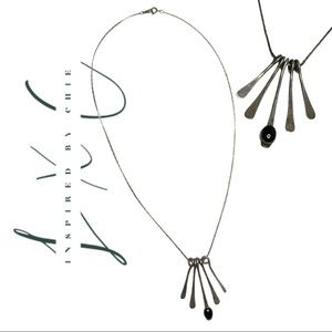 Vintage Sterling Silver Necklace & Pendant w/ Onyx Gemstone